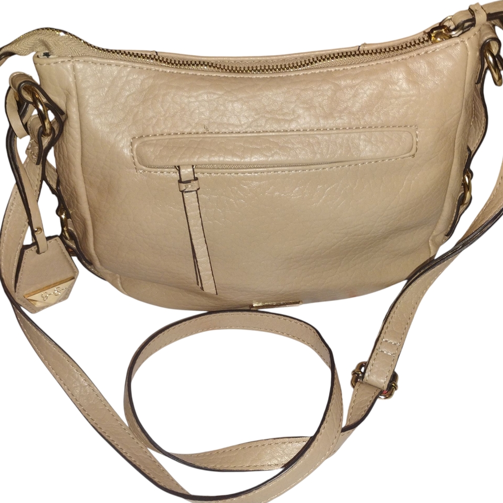 Jessica Simpson Elegant Cream Leather Shoulder Bag Crossbody Purse